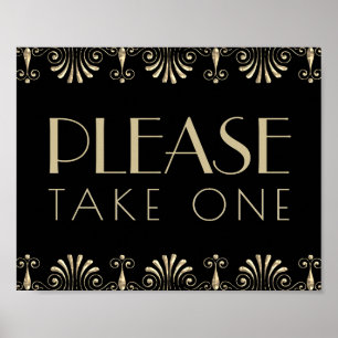 Roarin 20s Sepia Gold Decadence Please Take One Poster