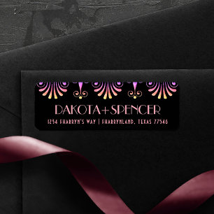 Roarin 20s Silver Black Modern Art Deco Address Label