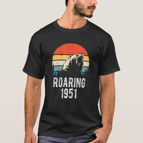 Roaring 1951 Vintage Retro Sunset Bear Animal 71st T_Shirt