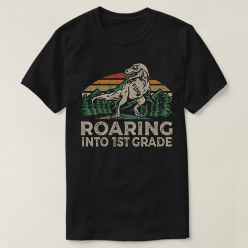 Roaring 1st Grade Dinosaur T Rex Back To School T_Shirt