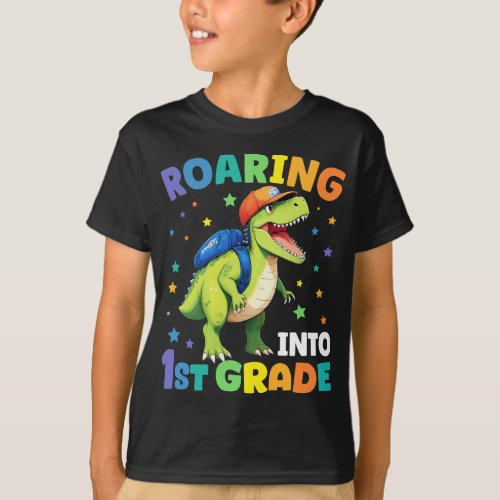 Roaring 1st Grade Dinosaur T Rex Back To School T_Shirt