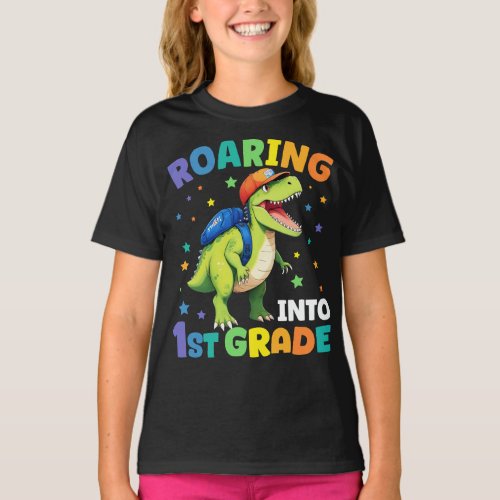 Roaring 1st Grade Dinosaur T Rex Back To School T_Shirt