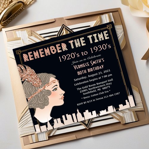 Roaring 20s 1920s Style Birthday Invitation
