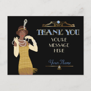 Roaring 20s African American Flapper Thank You Card
