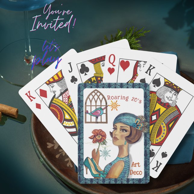 Roaring 20's Art Deco Blue Trim Poker Cards (Roaring 20's Art Deco Blue Trim Poker Cards)