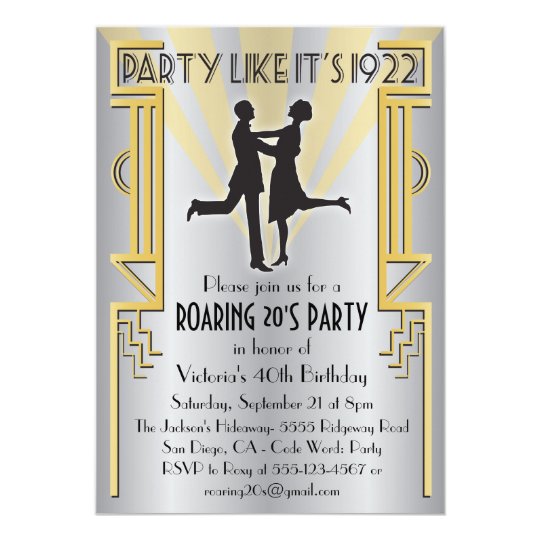 Roaring 20's Art Deco Charleston Party Invitation | Zazzle