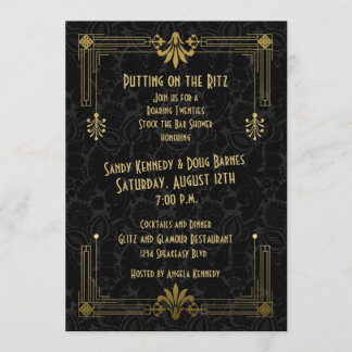 Roaring 20s Art Deco Couple's Bridal Shower Invitation