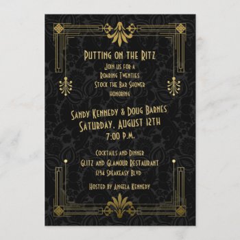 Roaring 20s Art Deco Couple's Bridal Shower Invitation by wasootch at Zazzle