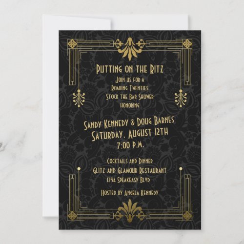 Roaring 20s Art Deco Couples Bridal Shower Invitation