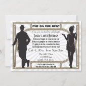 Roaring 20s art deco flapper girl and gangster invitation (Front)