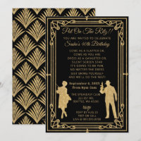 Roaring 20s art deco flapper girl and gangster