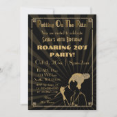 Roaring 20s art deco flapper girl invitation (Front)