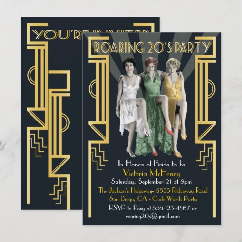 Roaring 20's Art Deco Flapper Party Invitation