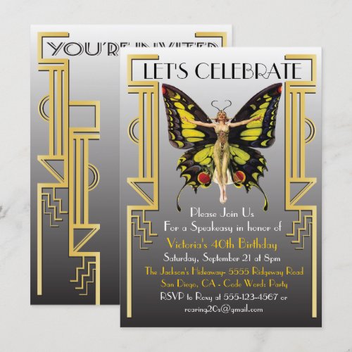 Roaring 20's Art Deco Flapper Party Invitation