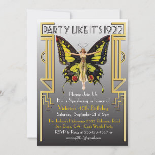 Roaring 20's Art Deco Flapper Party Invitation