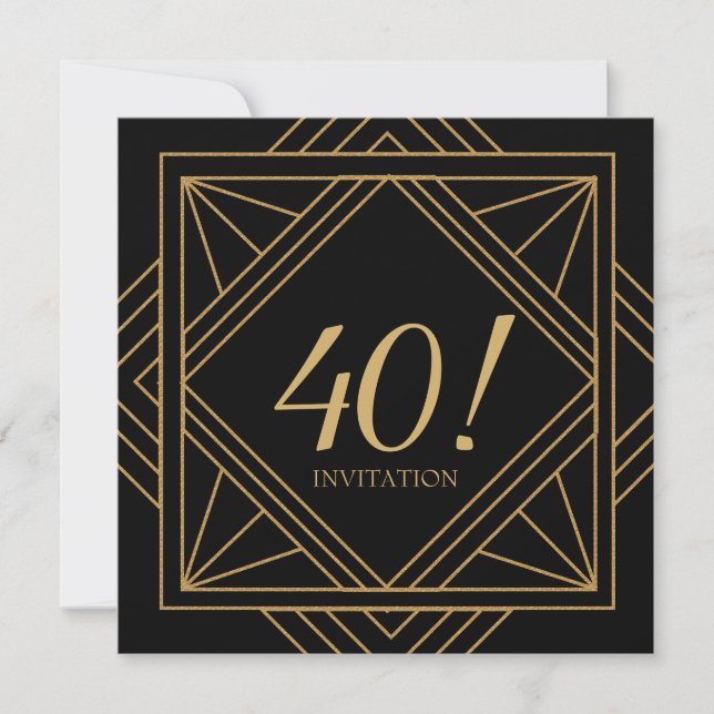 Roaring 20s Art Deco Great Gatsby Birthday Invitation (Front)