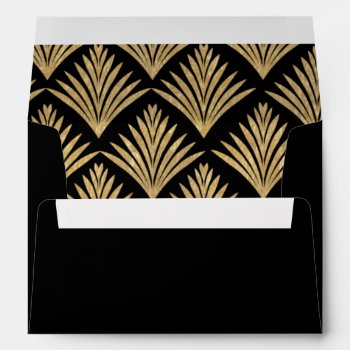 Roaring 20s Art Deco Great Gatsby Black Gold Envelope by Invitationboutique at Zazzle