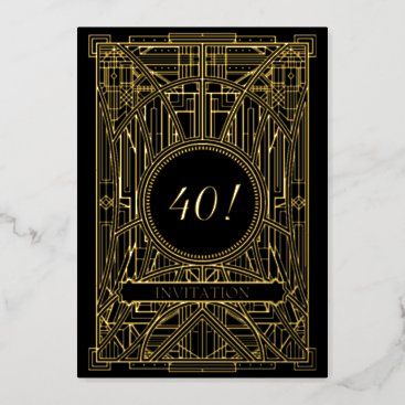 Roaring 20s Art Deco Great Gatsby Foil Invitation