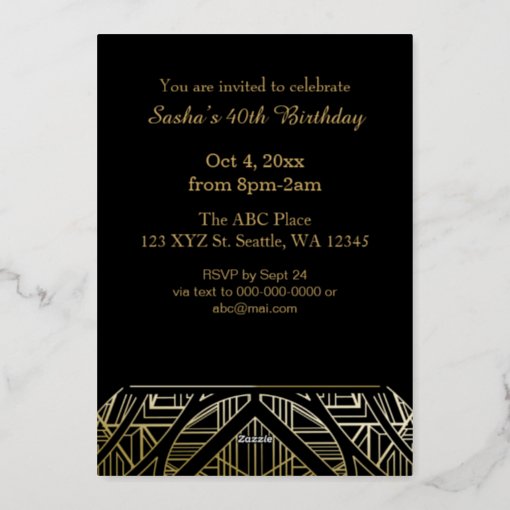 Roaring 20s Art Deco Great Gatsby Foil Invitation | Zazzle