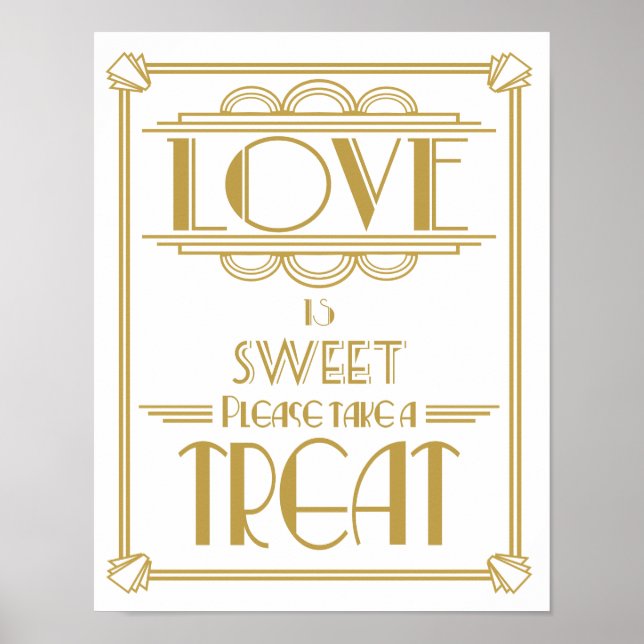 Roaring 20's Art Deco Love is sweet Print (Front)