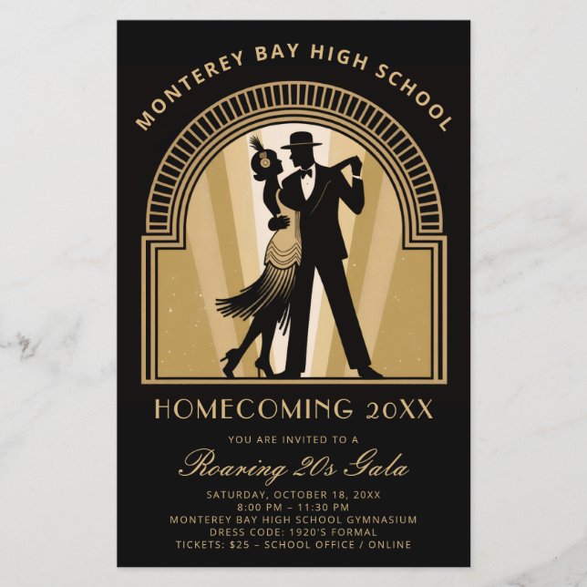 Roaring 20s Art Deco Prom Homecoming School Gala Flyer (Front)