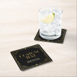 Roaring 20s Art Deco Speakeasy Custom Square Paper Coaster<br><div class="desc">Add vintage flair to your event with our Roaring 20s Custom Square Paper Coaster. Featuring a glamorous Art Deco design,  these coasters bring the essence of the Jazz Age to your celebrations,  perfect for any speakeasy-themed gathering.</div>