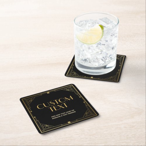 Roaring 20s Art Deco Speakeasy Custom Square Paper Coaster