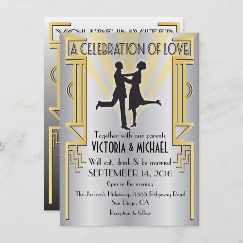 Roaring 20s Art Deco Wedding Invitation