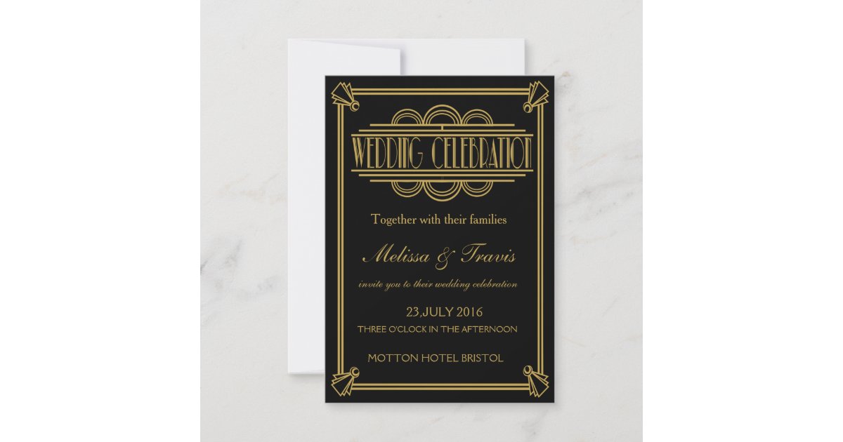 Roaring 20's Art Deco wedding Invitation | Zazzle