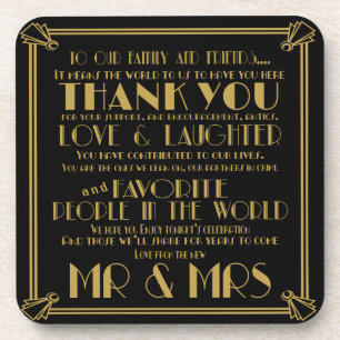 Roaring 20's Art Deco wedding thank you Coasters