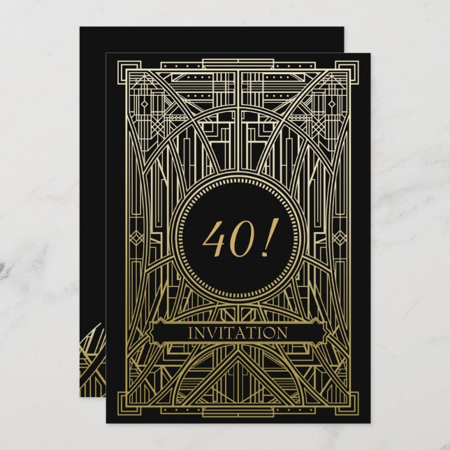Roaring 20s art great  invitation (Front/Back)