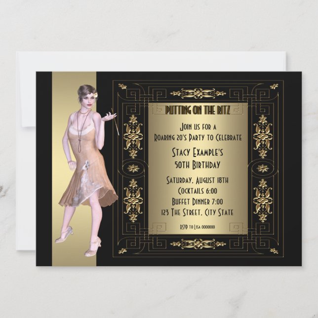 Roaring 20's Birthday Party Invitation (Front)