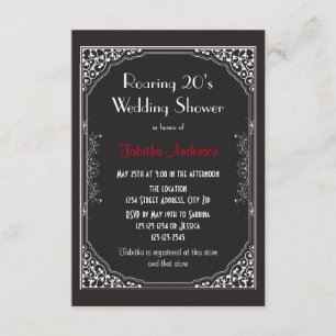 Roaring 20s Black - 3x5 Wedding Shower Invitation