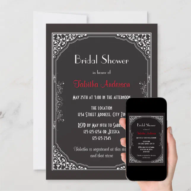 Roaring 20s Black Bridal Shower Invitation Zazzle