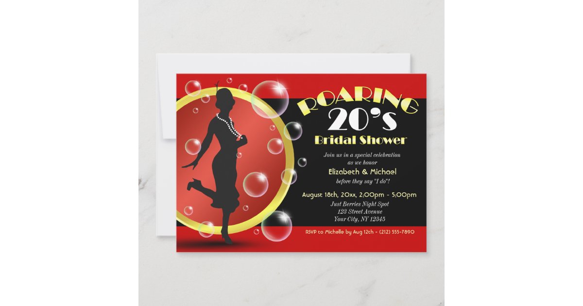 Roaring 20's Flapper Girl Bridal Shower Invitation Zazzle