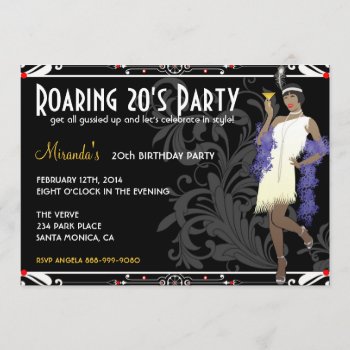 Roaring 20's Flapper Girl Retro Invitations by oddlotpaperie at Zazzle