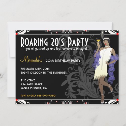 Roaring 20s Flapper Girl Retro Invitations