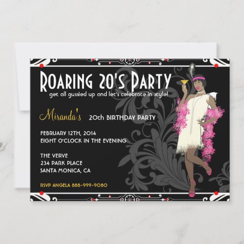 Roaring 20s Flapper Girl Retro Invitations