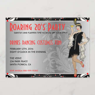 Roaring 20's Flapper Girl Retro Invitations