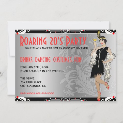 Roaring 20's Flapper Girl Retro Invitations