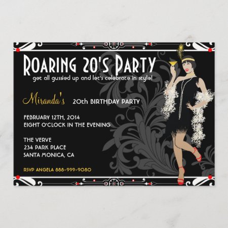 Roaring 20's Flapper Girl Retro Invitations