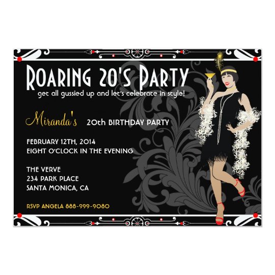 roaring 20 s flapper girl retro invitations zazzle com