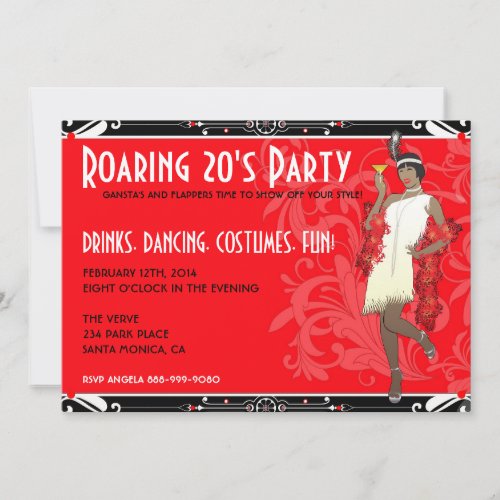 Roaring 20's Flapper Girl Retro Invitations