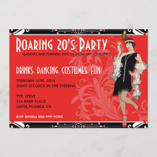 Roaring 20's Flapper Girl Retro Invitations