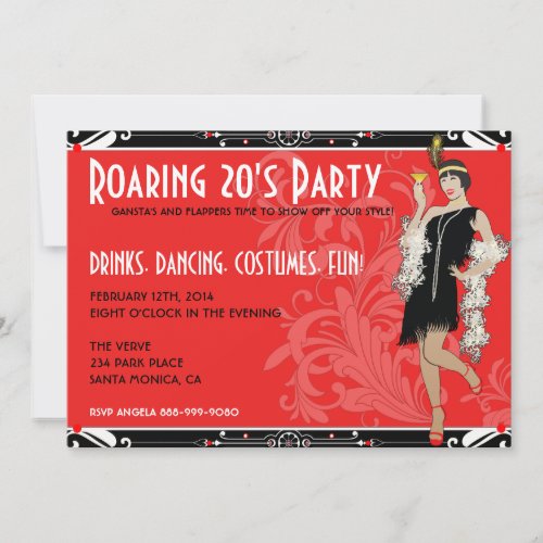 Roaring 20's Flapper Girl Retro Invitations