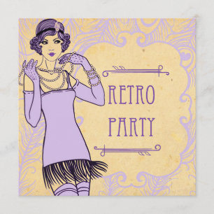 Roaring 20's Flapper Girl Retro Party Invitations