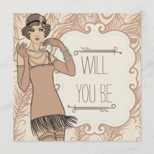 Roaring 20's Flapper Girl Retro Party Invitations