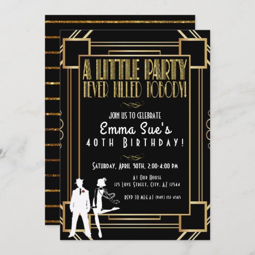 Roaring 20s Flapper Party Birthday Invitation