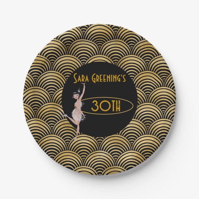Roaring 20's Flapper Twenties Great Gatsby 1920 Paper Plates (Front)