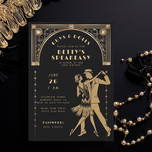 Roaring 20s Gatsby Flapper Speakeasy Chic Birthday Invitation